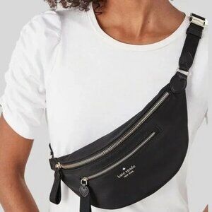 Kate Spade Chelsea Belt Bag. Black nylon with gold hardware.